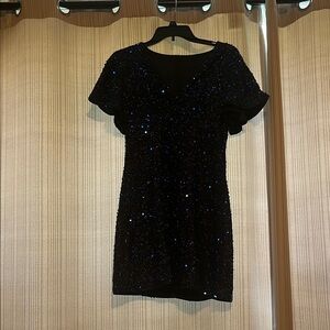 SHEIN Black Mini Dress with Blue Sequins